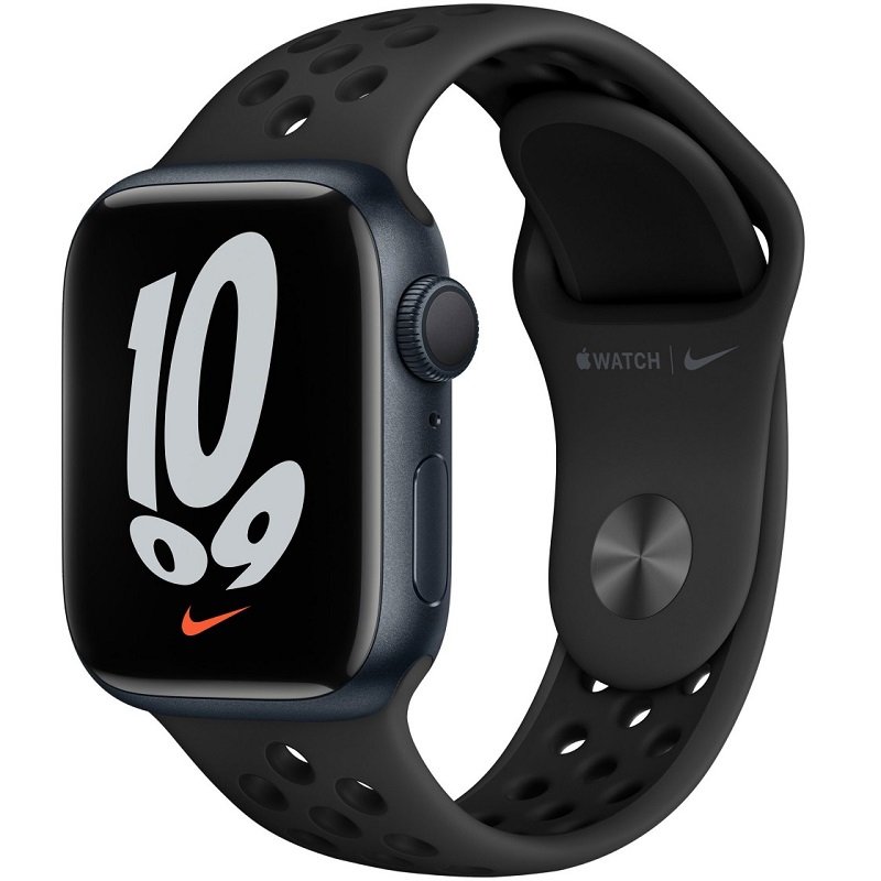 Умные часы Apple Watch Series 7 41mm Aluminium with Nike Sport Band (Черные/Ремешок черный силикон)