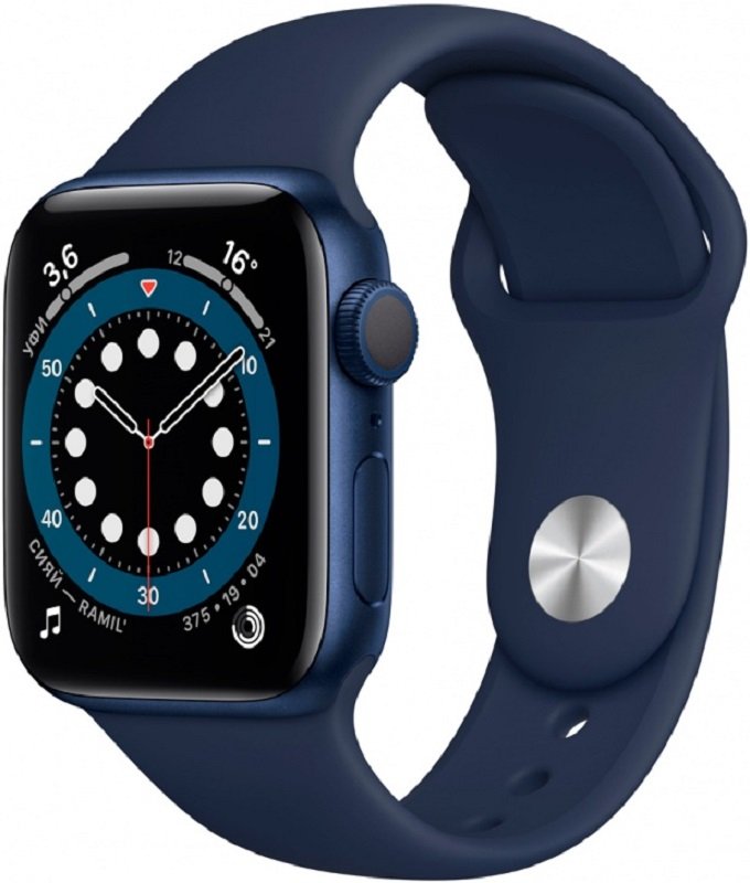 Часы Apple Watch Series 6 GPS 40mm Aluminum Case with Sport Band (Синие/Ремешок синий силикон)