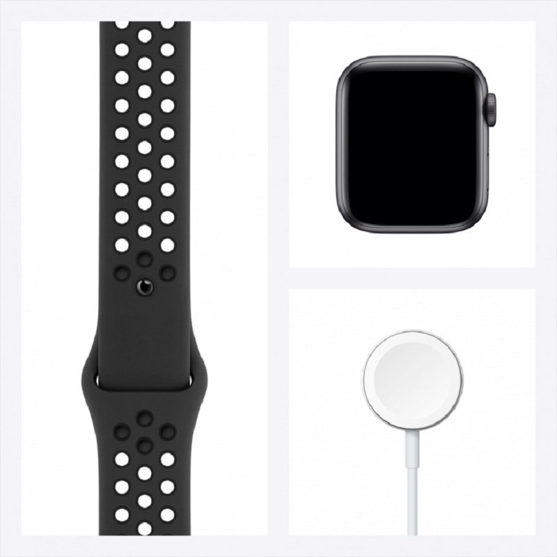 Каталог Часы Apple Watch Series 6 GPS 44mm Aluminum Case with Nike Sport  Band (Серые/Ремешок Nike черный силикон) от Дисконт 