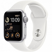 Часы Apple Watch SE2 GPS 40mm Aluminum Case with Sport Band (Белые/Ремешок белый силикон)