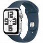 картинка Часы Apple Watch SE2 GPS 44mm Aluminum Case with Sport Band (Белые/Ремешок синий силикон) от Дисконт "Революция цен"