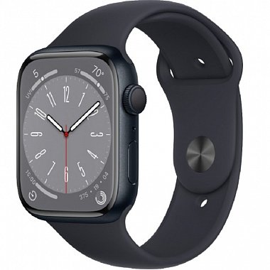 картинка Умные часы Apple Watch Series 8 41mm Aluminium with Sport Band (Черные/Ремешок черный силикон) от Дисконт "Революция цен"