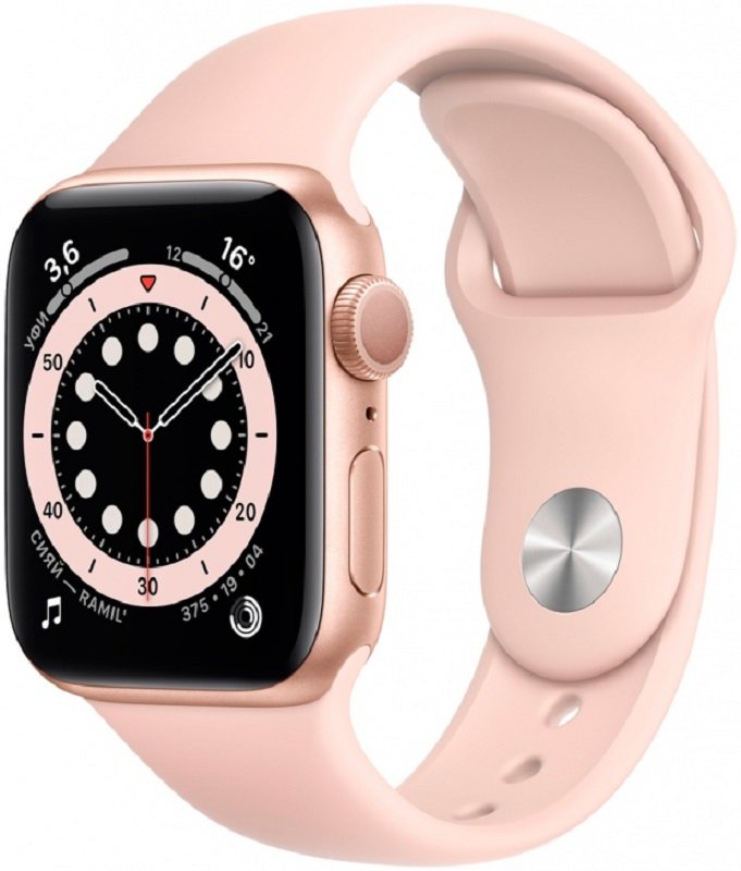 Часы Apple Watch Series 6 GPS 40mm Aluminum Case with Sport Band (Розовые/Ремешок розовый силикон)