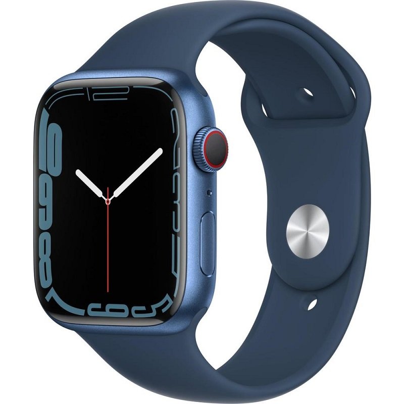 Умные часы Apple Watch Series 7 45mm Aluminium with Sport Band (Синие/Ремешок синий силикон)