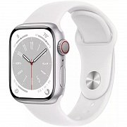 Умные часы Apple Watch Series 8 45mm Aluminium with Sport Band (Белые/Ремешок белый силикон)